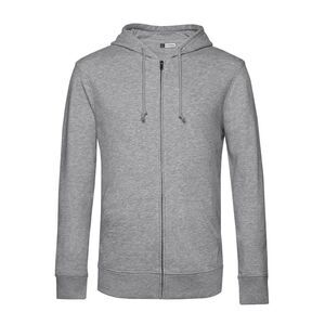 B&C Mens Zipped Hoodie / Heather Grey